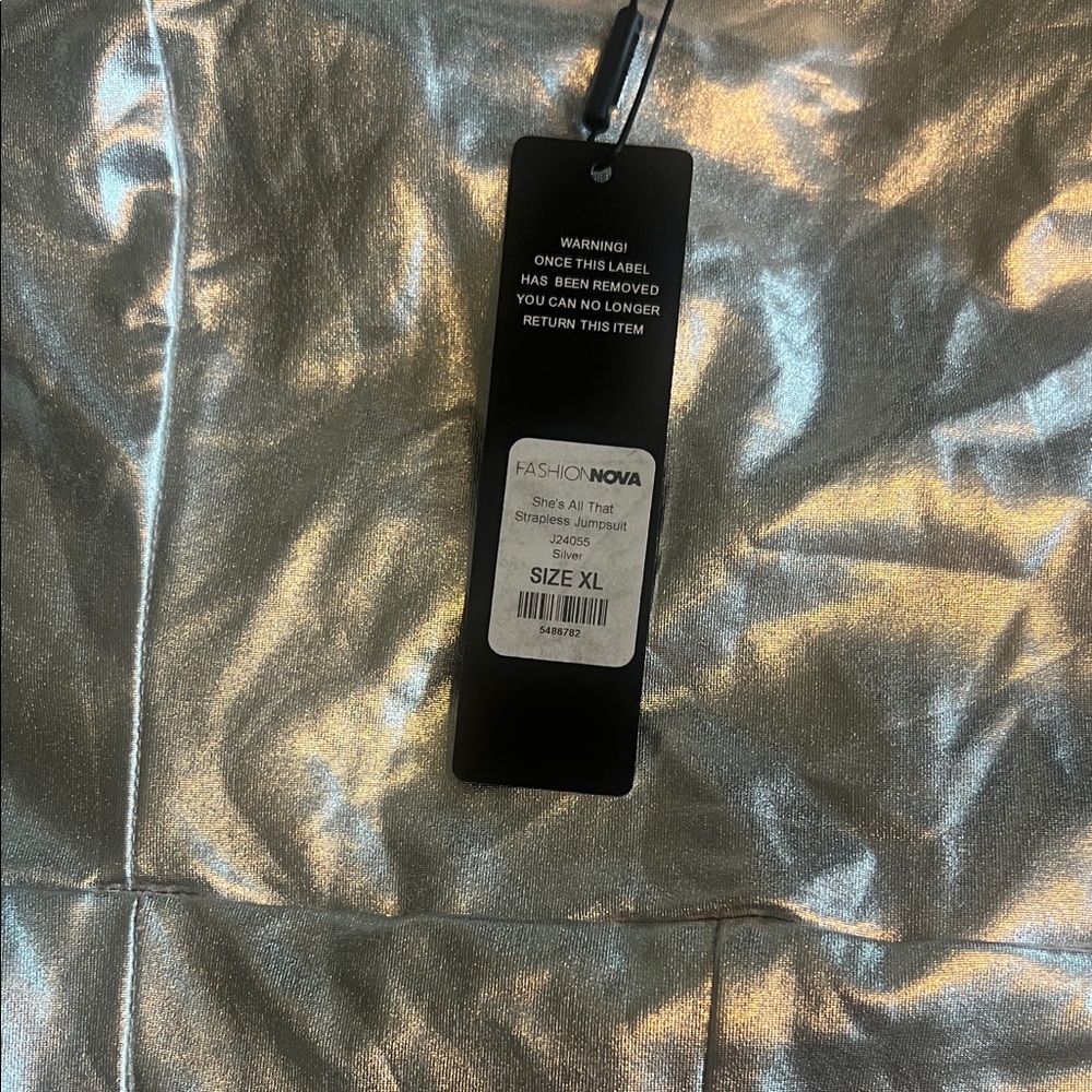Fashion Nova Metallic Silver Jumpsuit - Picture 4 of 5